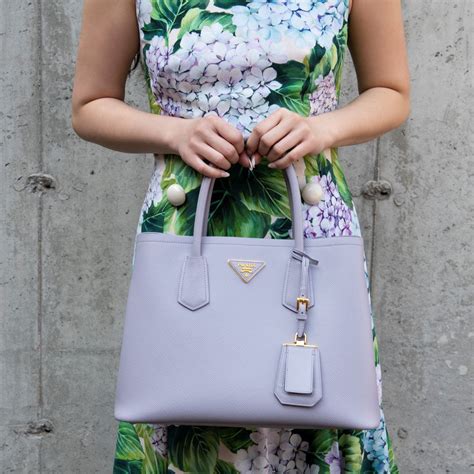 prada lilac|Prada Lilac Saffiano Medium Double Bag.